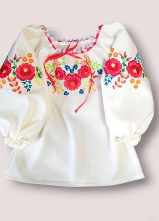 Вишиванка на дівчинку  4- роки, зріст 104 см, молочного крольору