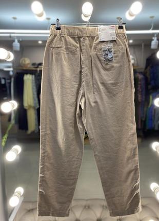 Брюки uniqlo льняные бежевые6 фото