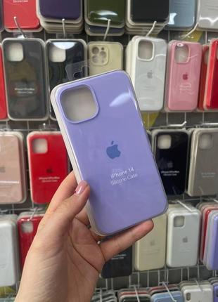 Чохол-накладка silicone case з мікрофіброю для iphone 14,чохол-бампер для айфон 14 (колір: ліловий)