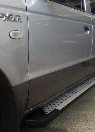 Бокові пороги allmond grey (2 шт., алюм) для ford ranger 2007-2011 рр