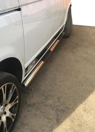 Боковые трубы (2 шт, нерж) 70мм, длинная база для volkswagen t5 transporter 2003-2010 гг