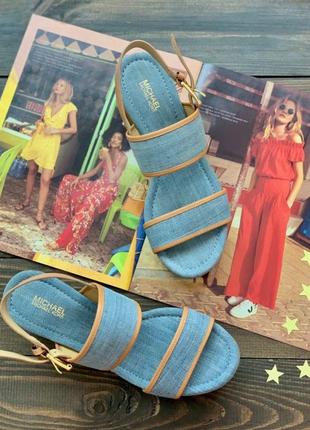 Джинсовые босоножки на танкетке michael kors3 фото