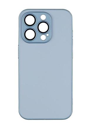 Чохол-накладка скляний матовий із захистом камери matte ag-glass iphone 14 pro sierra blue