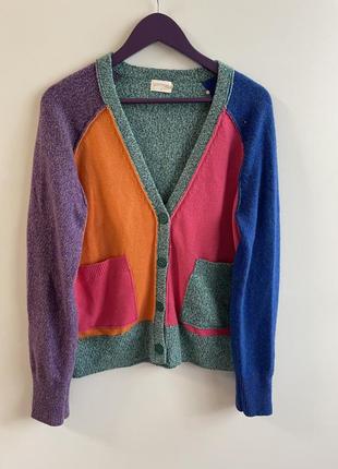Шерстяной кардиган gorman колорблок в стиле marni