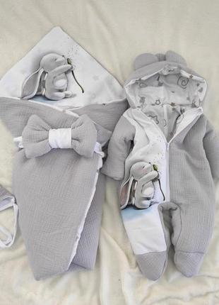 Дитячий конверт на виписку 80х80 або 80х100, модель 9