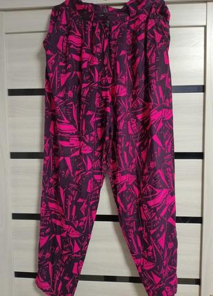 Брюки черно розовые натуральная ткань