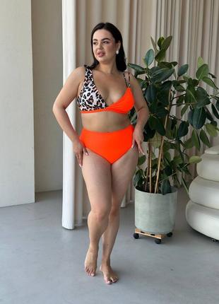 Купальник plus size леопард лео роздільний