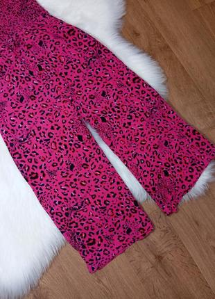 Малиновый леопардовый летний комбинезон кюлоты палаццо на 10-11 лет