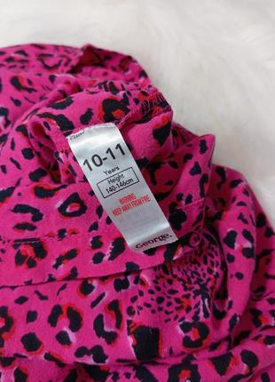 Малиновый леопардовый летний комбинезон кюлоты палаццо на 10-11 лет
