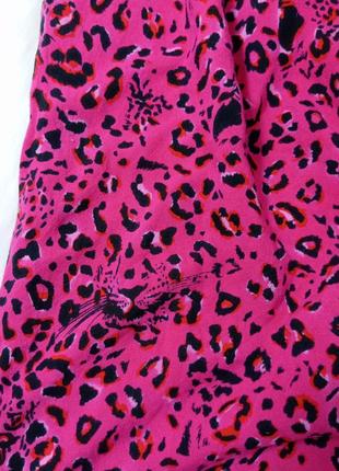 Малиновый леопардовый летний комбинезон кюлоты палаццо на 10-11 лет