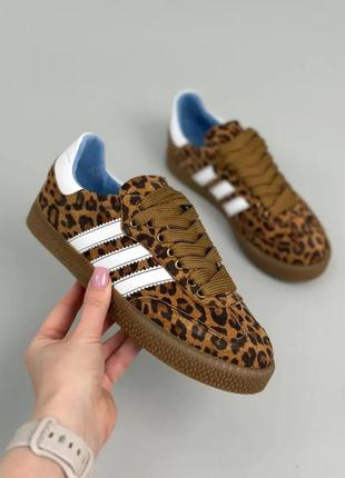 Стильные женские кеды леопардовые замшевые с полосками,натуральная замша леопард,женская обувь весна-осень