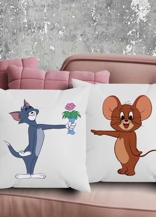 Парные подушки с принтом - том и джори!
