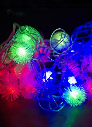 Гірлянда led різнокольорові помпони, 20шт
