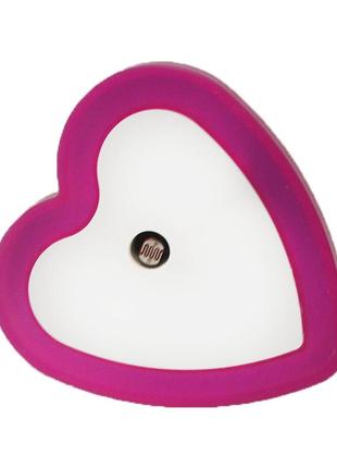 Нічник неоновий світлодіодний з датчиком світла, серце, рожевий (360)