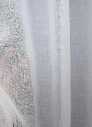Тюль арка на кухню льон (270х170см) з макраме. колір білий