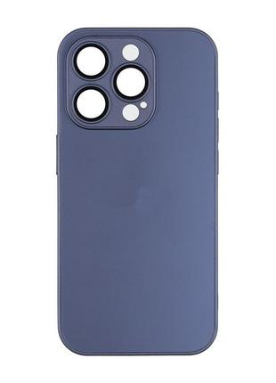 Чохол-накладка скляний матовий із захистом камери matte ag-glass iphone 15 navy blue