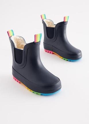 Теплі блискучі гумові чоботи челсі next