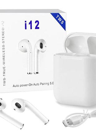 Сенсорні бездротові навушники i12 tws