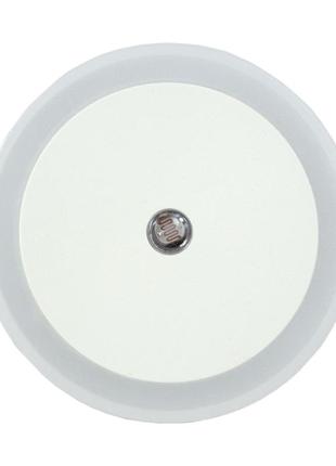 Нічник неоновий світлодіодний з датчиком світла, круглий, білий.