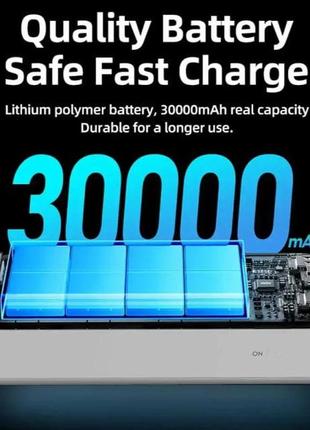 Зовнішній акумулятор портативний зарядний пристрій повербанк на 30000mah с led-світильником6 фото