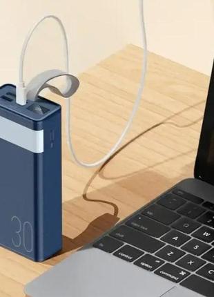 Зовнішній акумулятор портативний зарядний пристрій повербанк на 30000mah с led-світильником2 фото