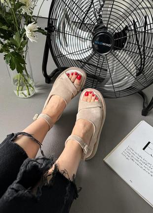 Бежевые песочные босоножки,натур.замша