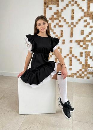 Детское черное и синее платье в школу