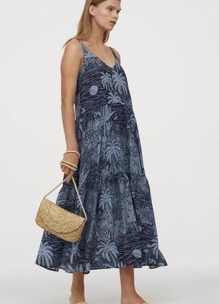 Вискозное хлопковое длинное платье сарафан h&m свободного кроя хлопок вискоза