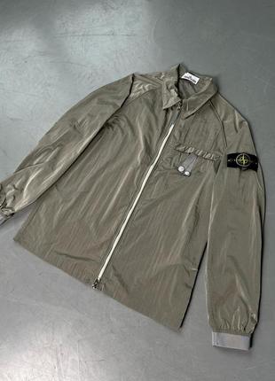 Рубашка stone island с рукавами регланами серая
