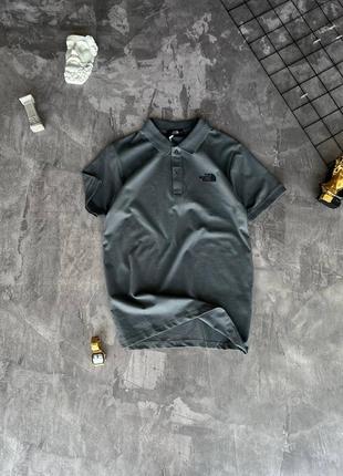 Мужская футболка поло the north face на лето в сером цвете premium качества, стильная и удобная футболка на каждый день