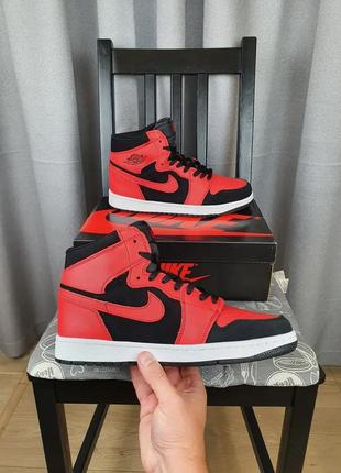 Мужские кроссовки репл. nike air jordan 1 retro high black red white. кроссы найк аир джордан ретро 18 фото