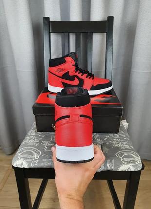 Мужские кроссовки репл. nike air jordan 1 retro high black red white. кроссы найк аир джордан ретро 15 фото