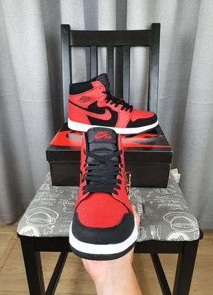 Мужские кроссовки репл. nike air jordan 1 retro high black red white. кроссы найк аир джордан ретро 17 фото