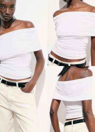 ✅в наличии✅футболка zara с открытыми плечами