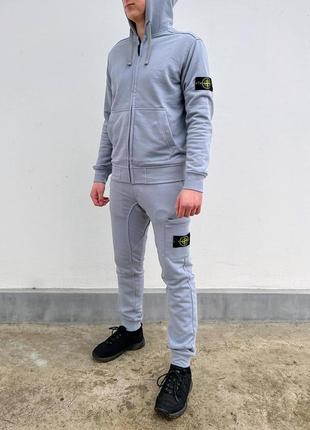 Штаны спортивные stone island светло-серые
