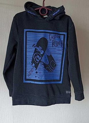 Свитшот худи свитер  черный   с капюшоном 8-9 лет,