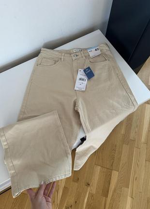 Женские джинсы wide leg sinsay 40 брюки светлые широкие прямые джинсы бежевые