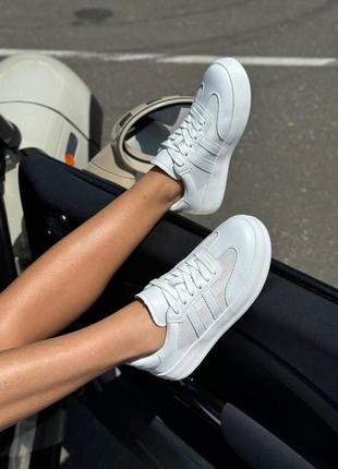 Кеды кроссовки белые сетка натуральная кожа кожа кожаные на высокой подошве платформе танкетке массивной