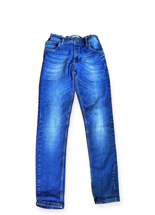 10-12 лет детские джинсы унисекс синего цвета узкие стрейчевые best denim