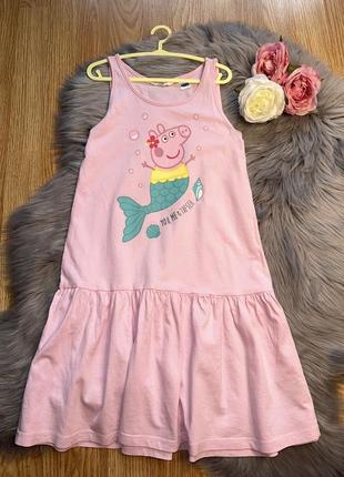 Прикольный легкий хлопковый сарафан peppa pig для девочки 6/8р h&m