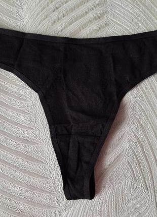 Чёрные хлопковые трусики танга фирмы primark cares размер 10/12 английский