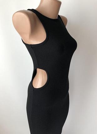 Платье миди в рубчик