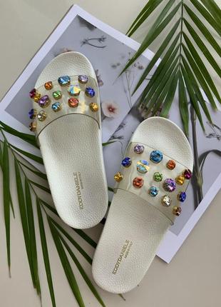 Eddy daniele итальянские пляжные шлепки слайдеры с камнями swarovski