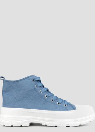 Кеды высокие женские  голубые текстильные китай  hongquan - размер 39 (24,5 см)  (модель: hqj589-5blue)