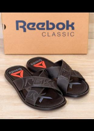 Кожаные мужские шлепанцы, шльопанці чоловічі з натуральної шкіри r-7