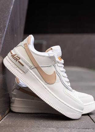 Женские кроссовки nike air force 1 shadow white beige 36-40