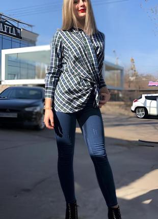 .новая брендовая хлопковая блузка "zara" в клеточку. размер xs.5 фото