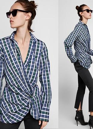 .новая брендовая хлопковая блузка "zara" в клеточку. размер xs.