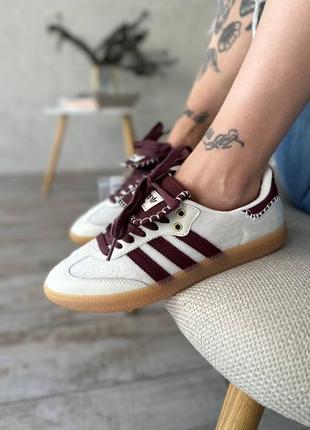 Adidas samba x wales bonner white bordo5 фото