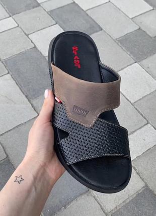 Шльопанці сланці levis чоловічі з натуральної шкіри шкіряні2 фото